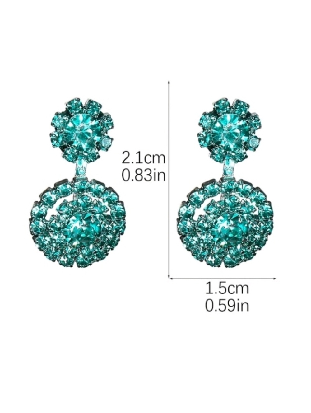 Green Rhinestone Drop Earrings - Picture 4 of 5